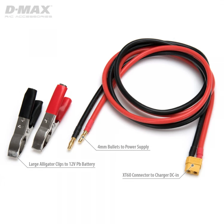 DynoMAX XT60 IDST DC Input Leads with Battery Clips & 4mm 1m 4 DynoMAX XT60 IDST DC Input Leads with Battery Clips & 4mm 1m - Image 2