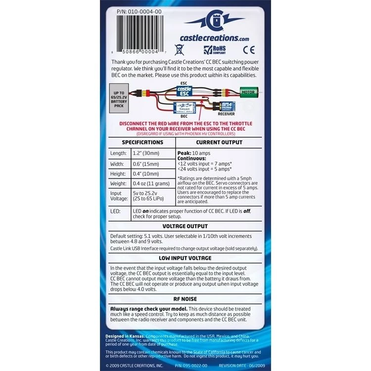 Castle BEC 10A Peak - 25V - 4.8-9v SBEC 6 Castle BEC 10A Peak - 25V - 4.8-9v SBEC - Image 4