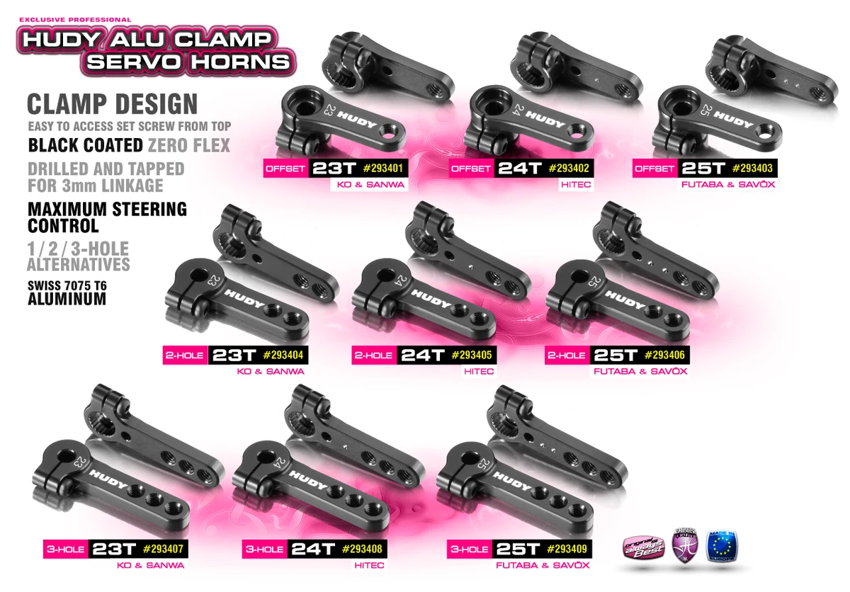 Hudy Alu Clamp Servo Horn - Hitec - 3-Hole - 24T 5 Hudy Alu Clamp Servo Horn - Hitec - 3-Hole - 24T - Image 3